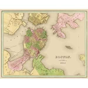  BOSTON & VICINITY MASSACHUSETTS (MA) MAP 1841