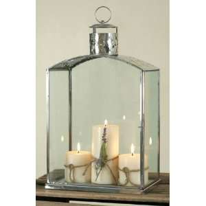   Polished Stainless Steel Mantelpiece Candle Lantern