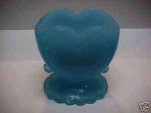 BOYD GLASS HEART TOOTHPICK HOLDER PEACOCK BLUE 1999  