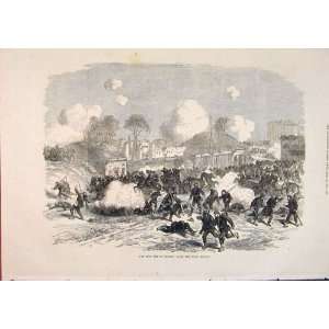  Civil War France Porte Maillot Troops Battle Print 1871 