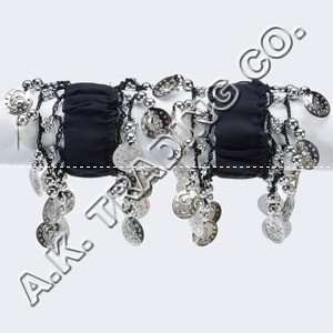  Belly Dancing Arm Cuffs Bracelet   Black/Silver (PAIR 