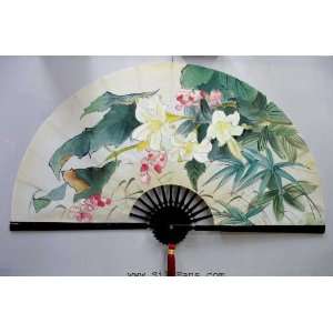  Asian Wall Fans/Oil Paintings   27 x 55 Lilies   WFC29 