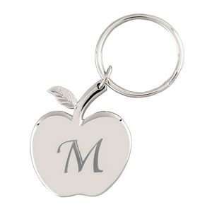  Silver Apple shaped engraved key chain 