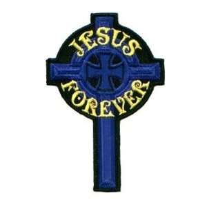  Jesus Forever Blue Cross Embroidered Christian Patch 