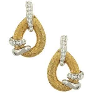    LdTextured Earrings with Pave Dmd Bail and Bar Accent Jewelry