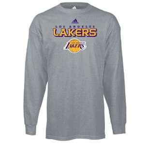  Los Angeles Lakers Grey adidas True Logo Long Sleeve T 