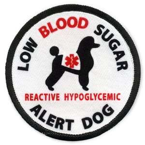  SERVICE DOG Low Blood Sugar Alert Poodle 4 inch Black Rim 