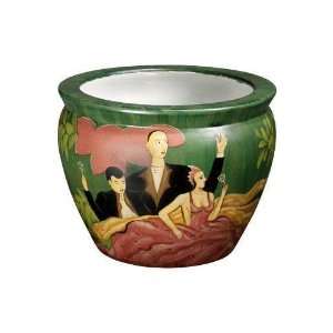  Aristocrats Hand painted Porcelain Fishbowl Planter
