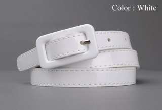 Womens Covered Buckle Patent Leatherette Skinny Belt  