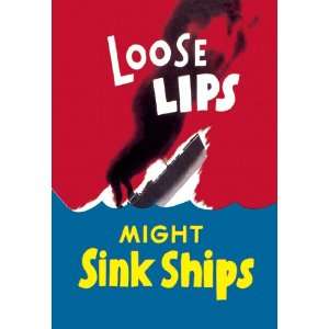  Loose Lips Might Sink Ships 20X30 Paper with Black Frame 