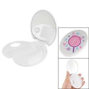  Lolly Candy Prints White Plastic Oval Make Up Mirror 