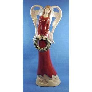  Christmas Angel Figurine with Wreath, 12 inches tall, by 