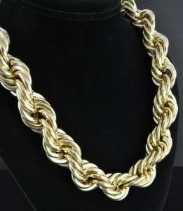   Vintage 14K Yellow Gold Large Twisted Rope Chain Necklace 20.5 Heavy