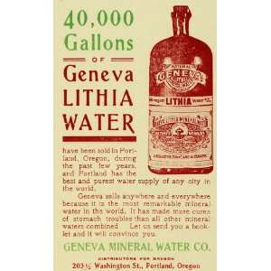  1903 Ad Geneva Lithia Water Mineral Portland Oregon 