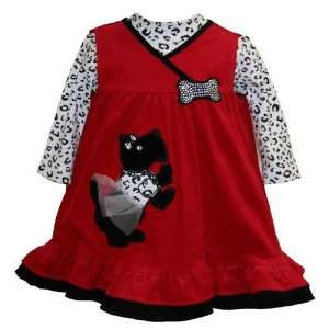  Dark Red Corduroy Scotty Dog Jumper Dress with Onesie ~ 3M 