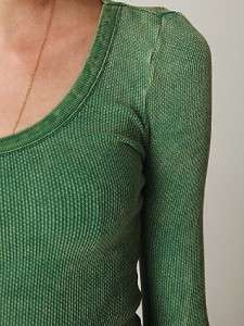   Newbie Long Sleeve Lace Crafted Cuff Thermal Top Kelly Green  