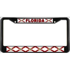  Florida FL State Flag Black License Plate Frame Metal 