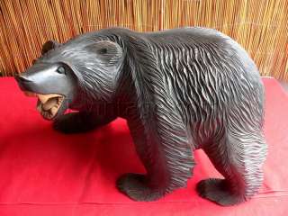 47cm ROARING Wood Carved Japanese BEAR AINU KUMA  
