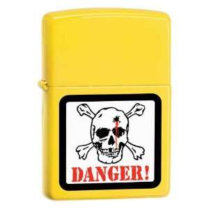   Custom Lighter   Danger Skull on Lemon Matte Logo