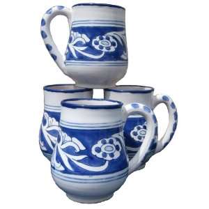  Le Souk Ceramique 16 Ounce Large Mugs, Garland Design, Set 