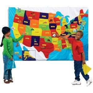   6FT USA Map Embroidered Cloth w/Removable Felt Landmarks Toys & Games
