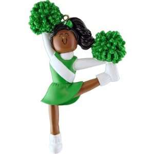  Green Uniform African American Cheerleader Sports 