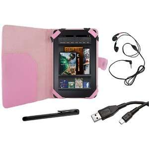  Cover Folio Leather Case (Pink) for  Kindle Fire Tablet 
