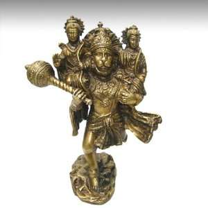  Veer Hanuman w/ Ram & Lakshman 8.5 Solid Brass 