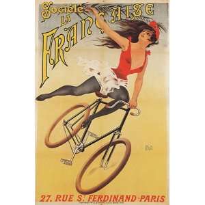  SOCIETE LA FRANCAISE PARIS BICYCLE WOMAN VINTAGE POSTER 