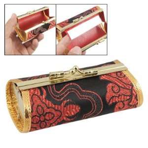    Red Flower Metal Kiss lock Make Up Case Pouch for Lady Beauty