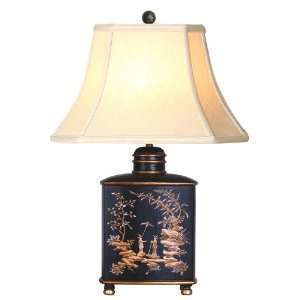  Hand Painted Black Lacquer Table Lamp