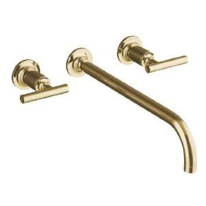 Kohler Purist Polished Gold Wall Mount Bathroom Sink Faucet w/Cylinder 