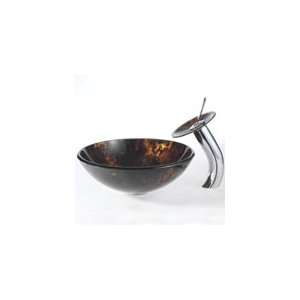  Kraus Autumn Glass Vessel Sink and Waterfall Faucet