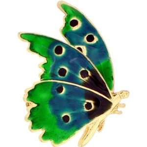  Green Enamel Flying Butterfly Insect Pin Brooch Jewelry