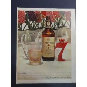 Whiskey. 1963 full page print advertisement. (flowers/big red 7/drinks 