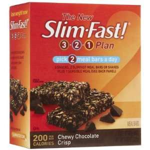 Slim Fast 3 2 1 200 Calorie Meal Bars , Chewy Chocolate Crisp, 5 ct 