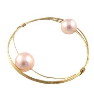   Susan Hanover Designs Pink Swarovski Pearl Gold Tone Bangle Jewelry