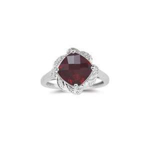  0.09 Cts Diamond & 3.27 Cts Garnet Ring in 14K White Gold 