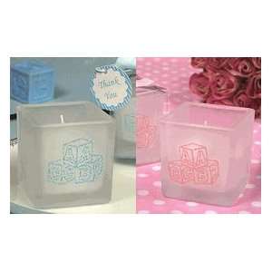  Square ABC Blocks Candle   Blue or Pink