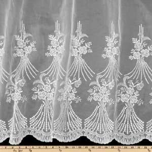  52 Wide Embroidered Organza with Pearls White Fabric By 