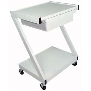  Z Cart Steel 2 Shelf w/Drawer White (Catalog Category 