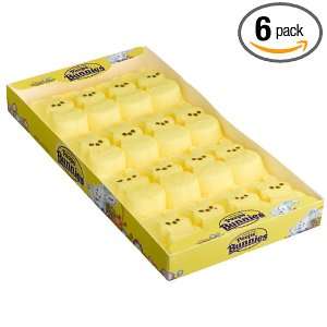 Marshmallow Peeps Yellow Bunnies, 4.5 Ounce, 16 Count Boxes (Pack of 6 