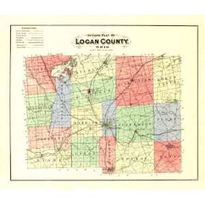 LOGAN COUNTY OHIO (OH) MAP 1890
