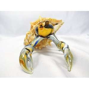   Blue Spotted Hermit Crab Figurine with a Natural Shell