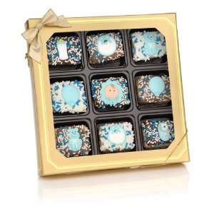   Baby Boy Chocolate Dipped Mini Crispy Rice Bars  Window Gift Box of 9