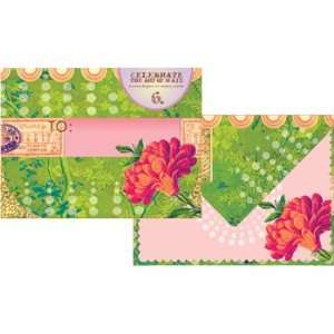    Green with Flower Notecards with Envelopes