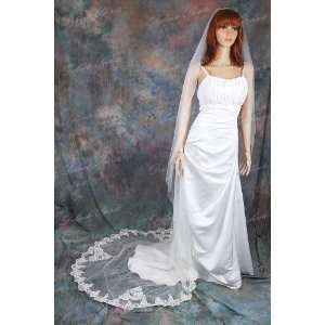  1T Ivory Scalloped Lace Cathedral Wedding Veil Beauty