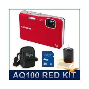  Samsung AQ100 12 MP Digital Point and Shoot Camera (Red 