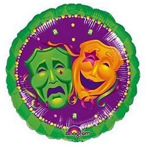   Gras 18 inch Round Comedy Tragedy Mask Foil Balloon Toys & Games