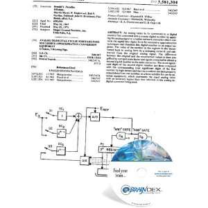  NEW Patent CD for ANALOG TO DIGITAL CYCLIC FORWARD FEED 